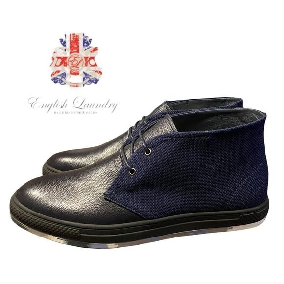 NEW English Laundry "William" Navy Leather Sneakers 8.5 - Picture 1 of 6
